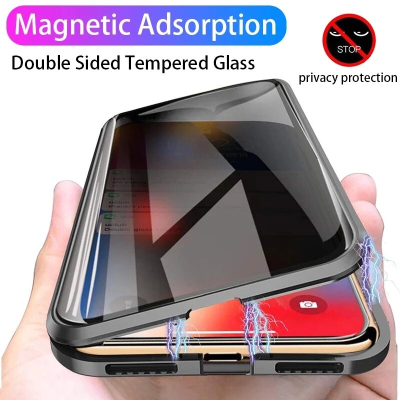 Anti Spy Privacy Glass Case - Capa de Telefone Magnética de Metal