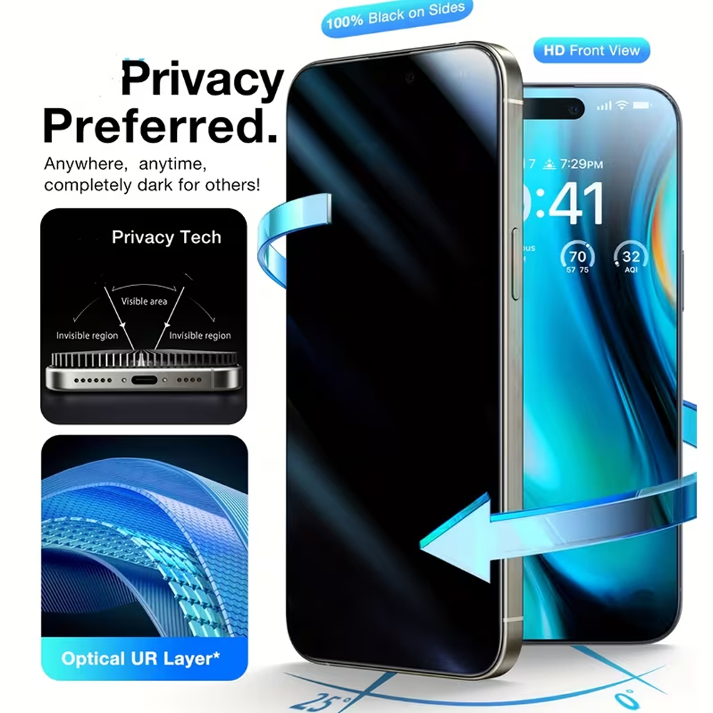 1-5PCS Vidro Temperado Anti-Es - Anti Peek Privacy Tempered Glass avaliação e preço
