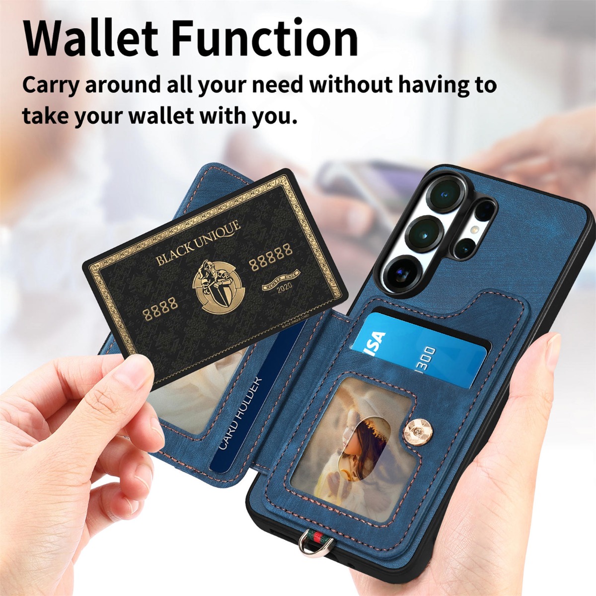 Capa de Telefone para Samsung  - Leather Wallet Card Holder Phone Cover avaliação e preço