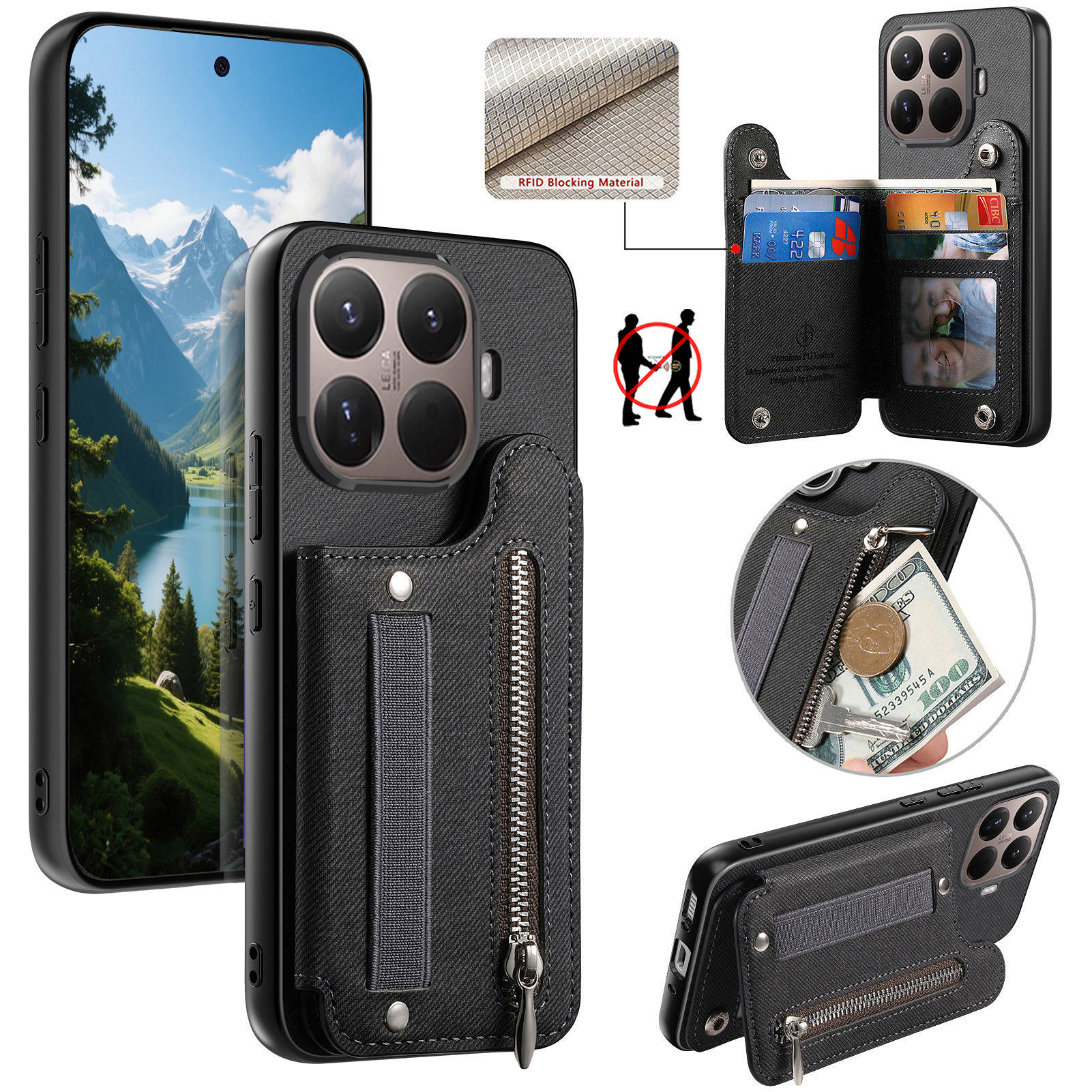 Capa de Couro Antichoque com Z - Leather Wallet Card Holder Phone Cover avaliação e preço