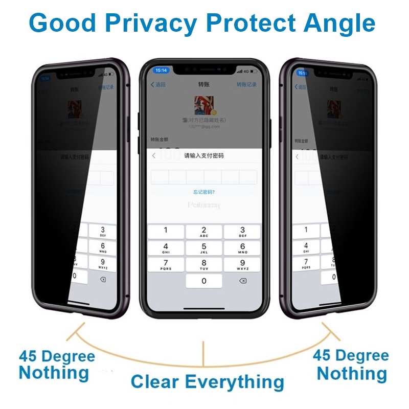 Capa Magnética de Metal com Vi - Anti Spy Privacy Glass Case avaliação e preço